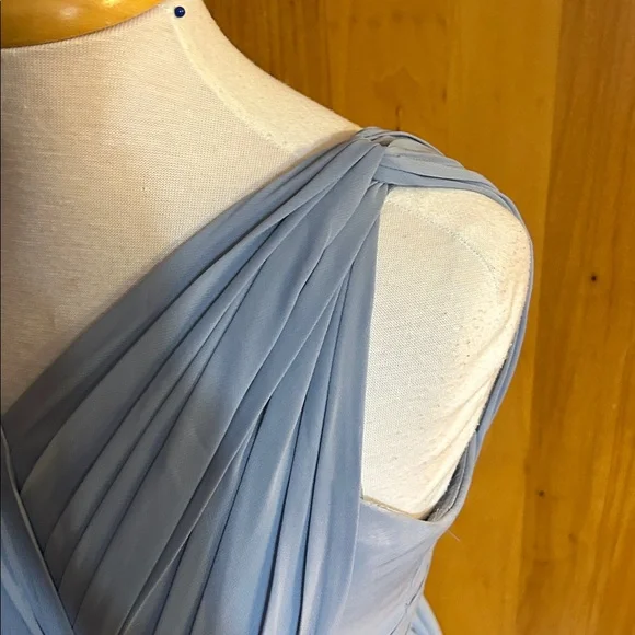 Bridesmaid maxi dress.  Dusty blue color.  Pleated waistband. Size XS - Picture 3 of 9
